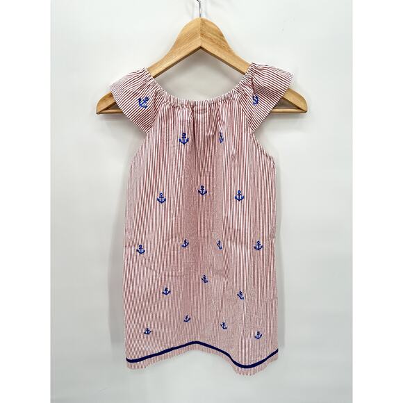 Smocked Giraffe Red and White Striped Anchor Print Dress // 7 - Picture 7 of 7